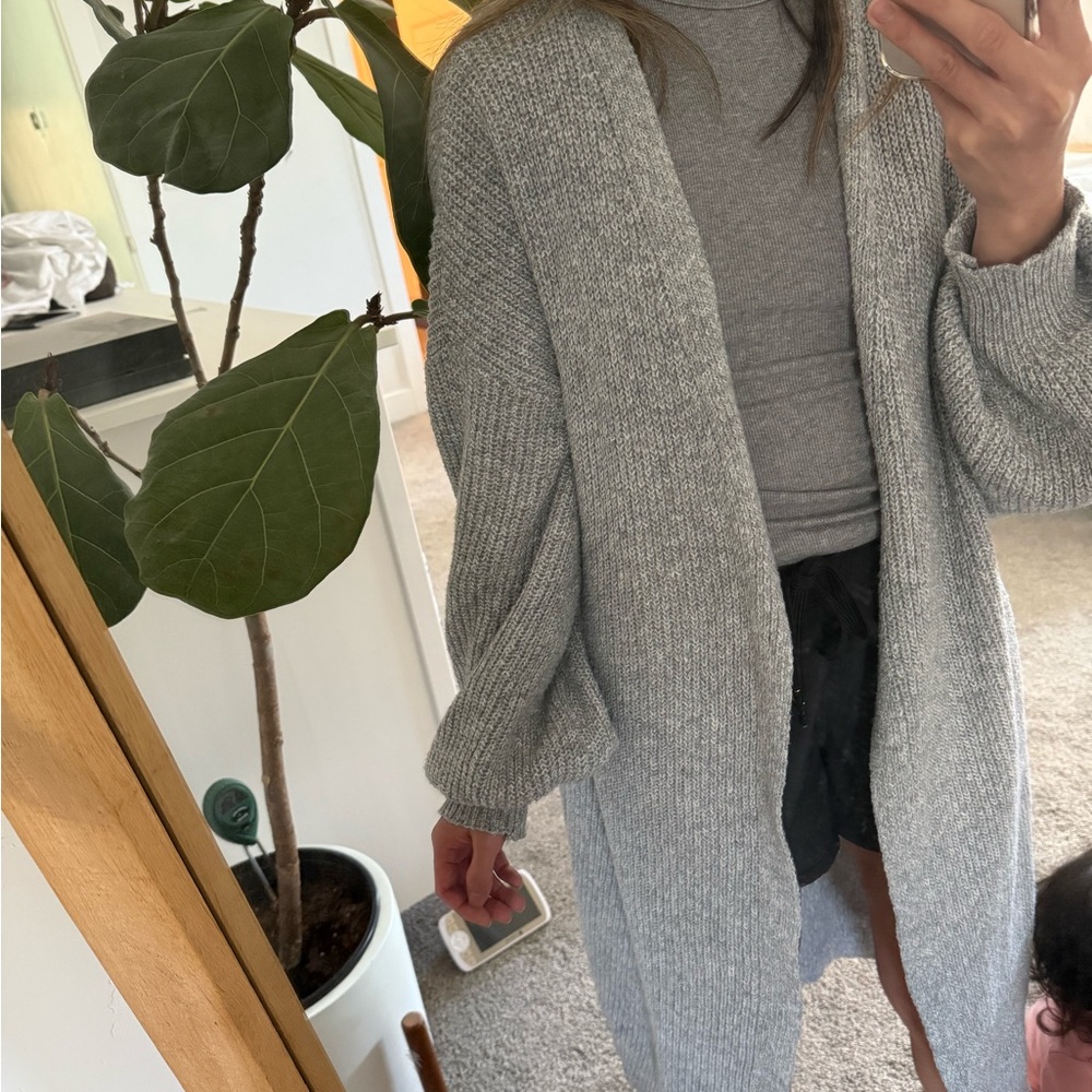 ASOS Gray Cardigan Sweater Soft Knit Open Front